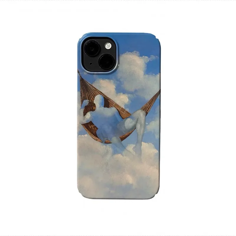 

Ins Korean Sky Hammock Blue Sky Phone Case for IPhone 16 15 14 13 Pro Max 11 12 MINI XR XS 16 Plus SE Retro Shockproof Bag Cover