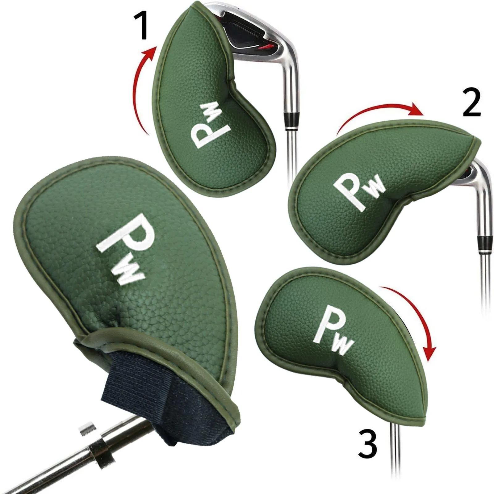 12Pcs New Deluxe Golf Club Covers Headcovers Set PU Putter Leather Embroidery Logo Both Sides Iron Head Cover Drop Shipping