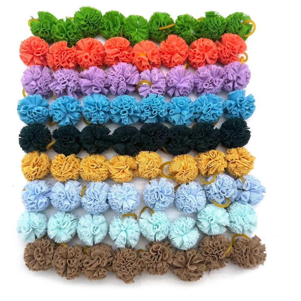 50/100PCS New Pet Dog Hair Bows Mesh Ball Bows Pet Hair Accessories Rubber Bands Pet Supplies Pet Dog Grooming Accessories