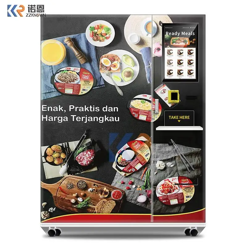 Hot And Frozen Food Vending Machine Bill Cash And Card Reader On The Machine 21.5 Inch Touch Screen On The Machine