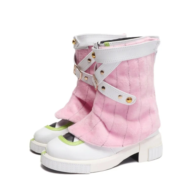 

New Genshin Impact cos Varesa Cosplay Pink knit leg Cover Cos Party Customize Prop Shoes