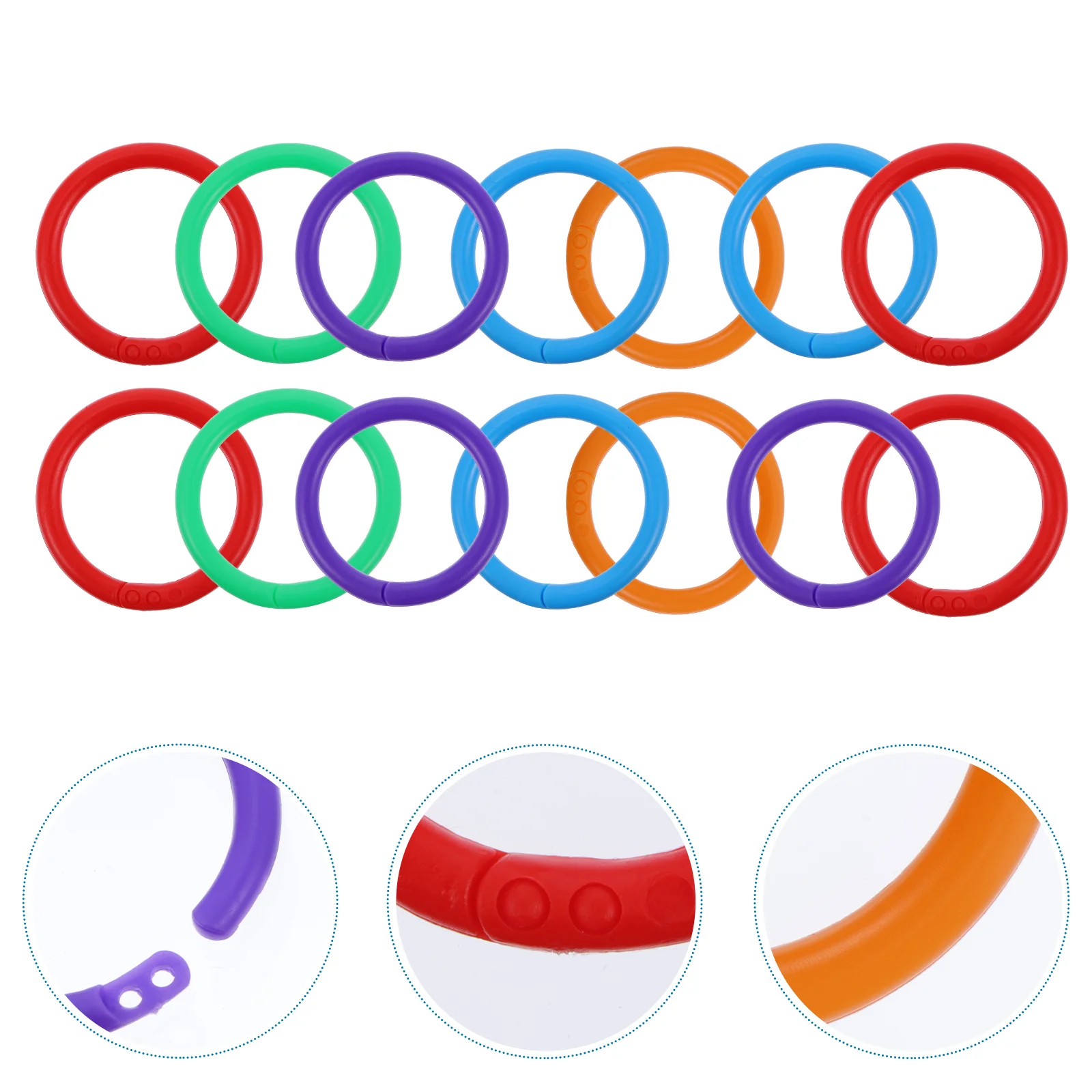 100 Pcs Color Ring Crack-resistant Binder Rings Snap for Document Paper Cards Notebook Memo Filing Plastic