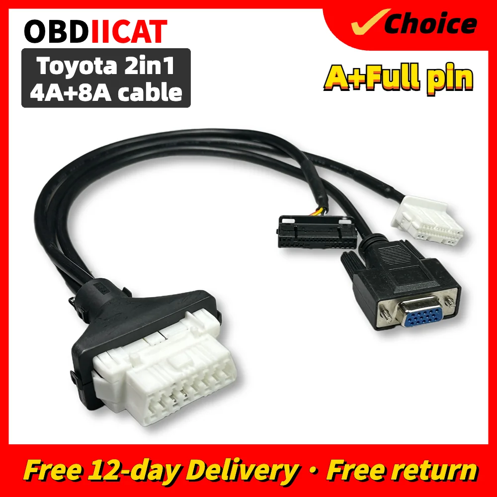 2 in 1 Directly Programming Cable 4A And 8A Cable for Toyo-ta 4A 8A Remote Programming Work For Autel GBox X300 DP PAD2 Cable