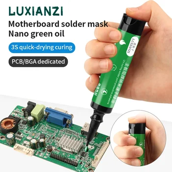 LUXIANZI UV Solder Mask หมึกน้ํามันสีเขียว Quick 3S กาวบ่มสําหรับ PCB BGA Circuit Board ฉนวนป้องกันบัดกรีวาง Flux