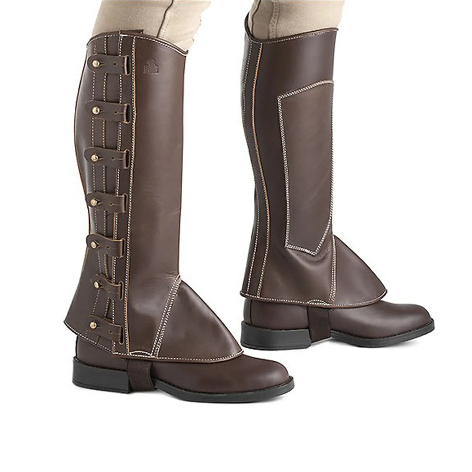 Medieval Renaissance Cosplay Shoes Leather Pirate Boots Men Steampunk Riding Boots Leg Wraps Halloween Party