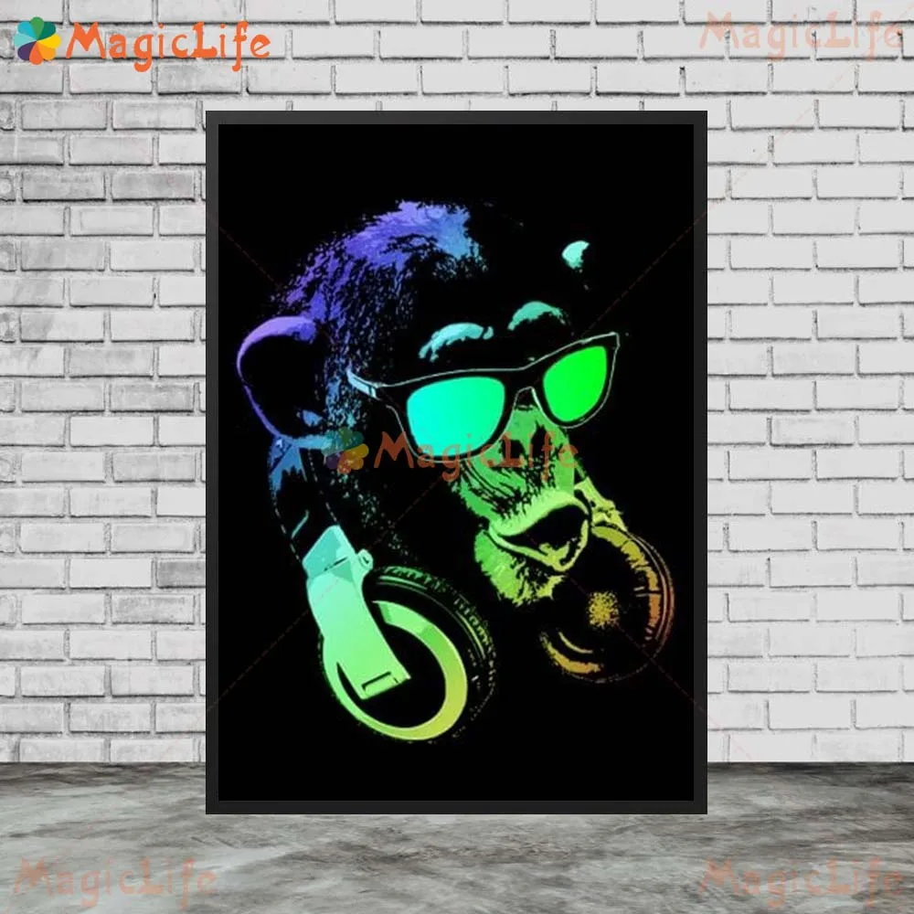 بارد Dj الحيوان النظارات الشمسية الكلب التمساح جدار صور لغرفة المعيشة الشمال المشارك الرسم على لوحات القماش الجدارية ديكور المنزل غير المؤطرة