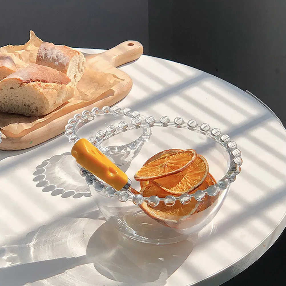 

2Pcs Glass Bowls Transparent Decorative Dessert Bowl Beaded Edges Household Salad Fruit Ice Cream Serving Bowls