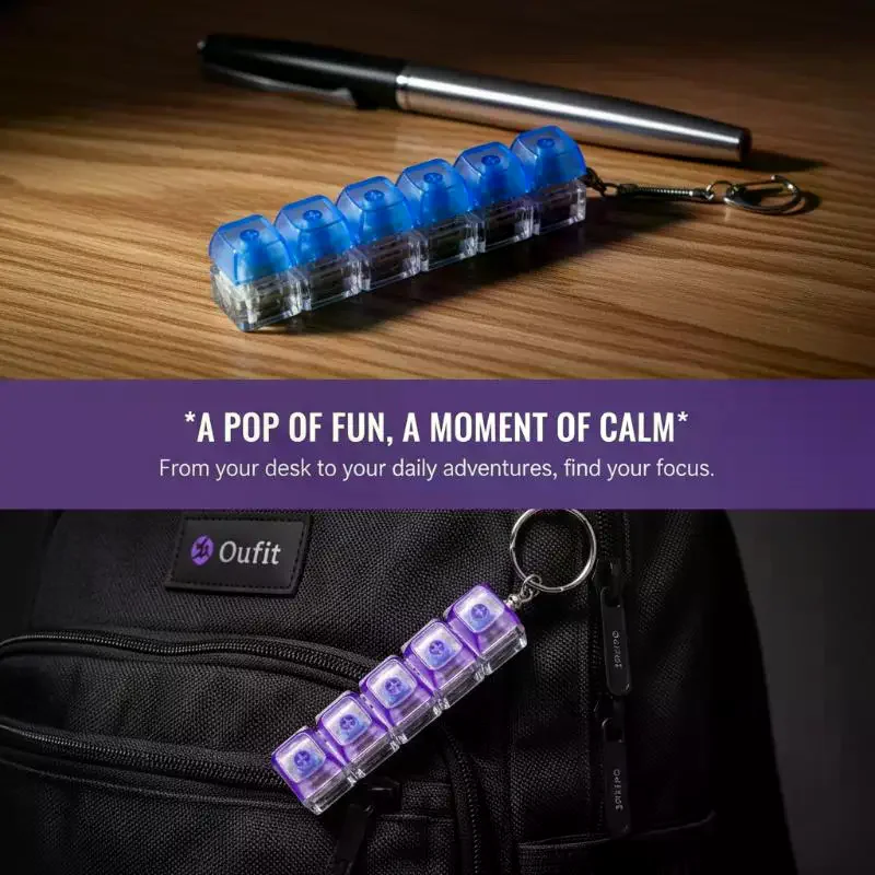 Mini 6-Key Fidget Keyboard Clicker for Focus, Perfect Stress Reliever for Home, Office & School