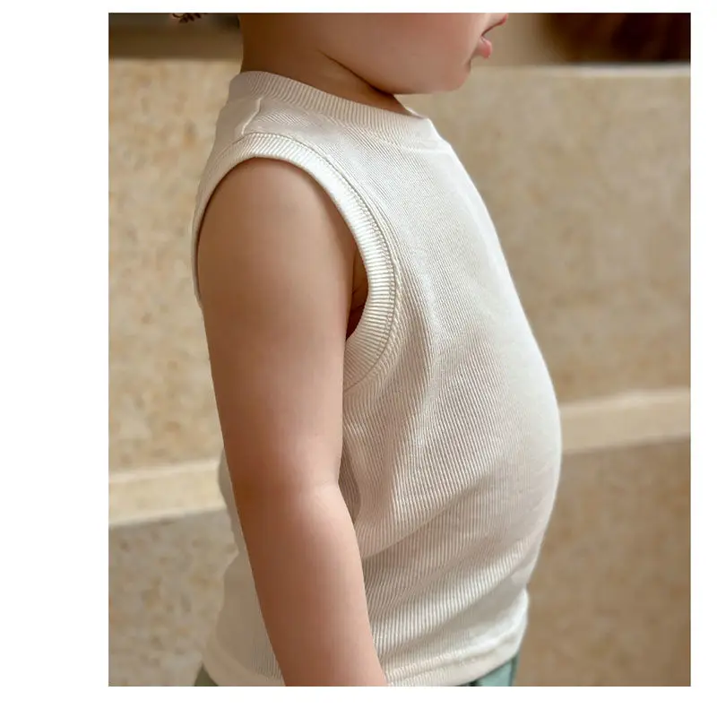 1-6T New Summer Baby Boys Sleeveless T-shirts Korean Style Cotton Soft Kids Tops Toddlers Children Casual Vest Tees