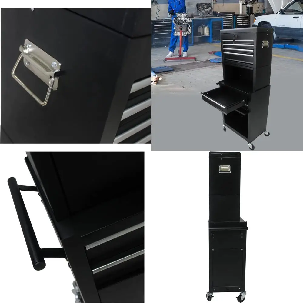 

Запираемый шкаф для инструментов с 6 ящиками, 4-колесный сундук для хранения для ремонта мастерской, 20,87x13x25,98 дюйма