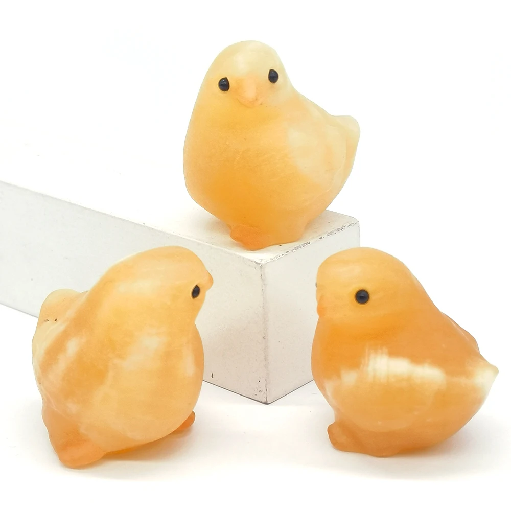 

1.5" Funny Cute Chicken Home Decoration Statue Yellow Jade Natural Crystal Stone Garden Sculpture Craft Courtyard Gift
