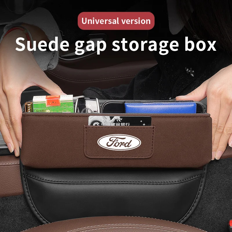 Car Seat Storage Box For Ford Fiesta C-Max Kuga Ranger Raptor Fusion ST Transit Edge Mondeo Mustang Suede Interior Accessories