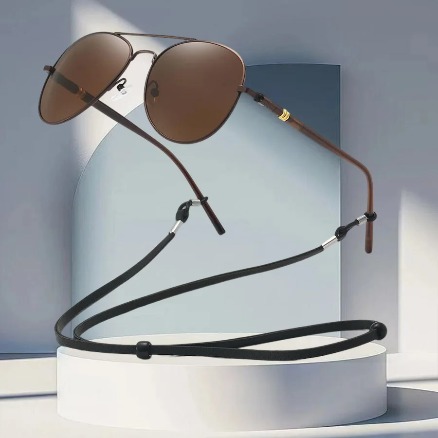 نظارات شمسية عصرية مع سلسلة UV400 للجنسين بإطار معدني كلاسيكي، نظارات واقية لصيد الأسماك والقيادة والمشي لمسافات طويلة والسفر