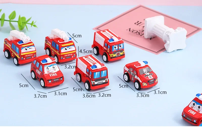 3 Pcs Children Simulation Fire Truck Toys Creative Mini Pull Back Car Fire Truck Desktop Ornaments Model Kids Boys Birthday Gift