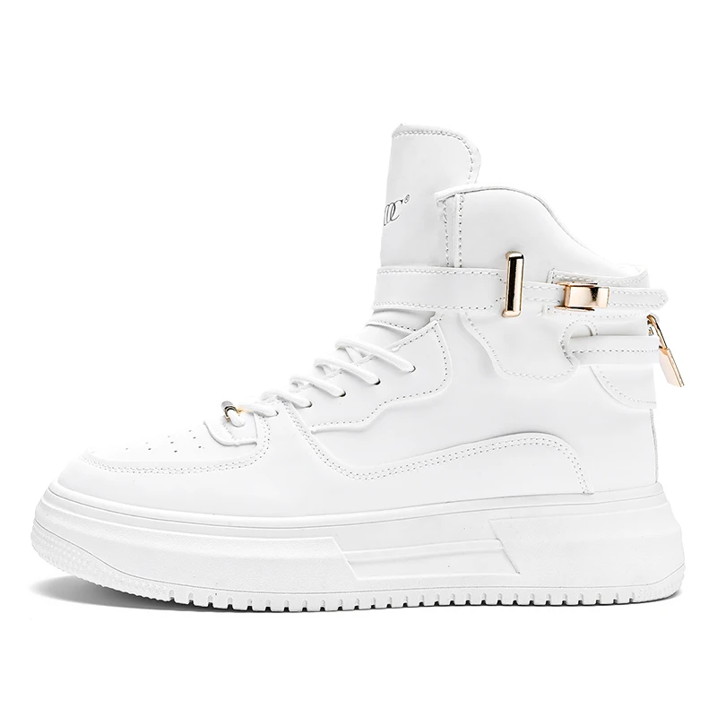 

2025 Men's sports shoes: Comfortable leather lace-up, simple design for men, men's skate shoes, fashionable high-top shoes