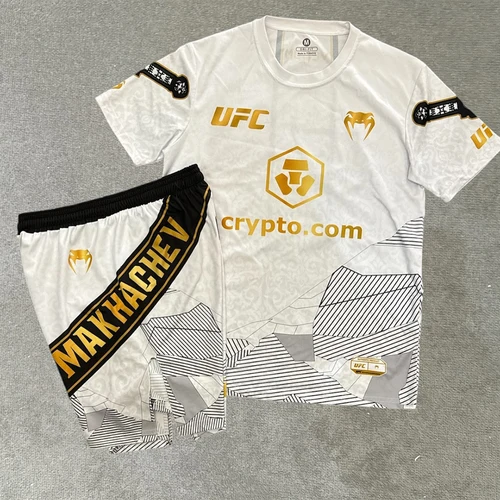 Imagen 2 del producto UFC #   322 Noche de lucha IslamMakhachev conjunto de boxeo hombres mujeres MMA de gran tamaño transpirable secado rápido lucha pantalones cortos de manga corta