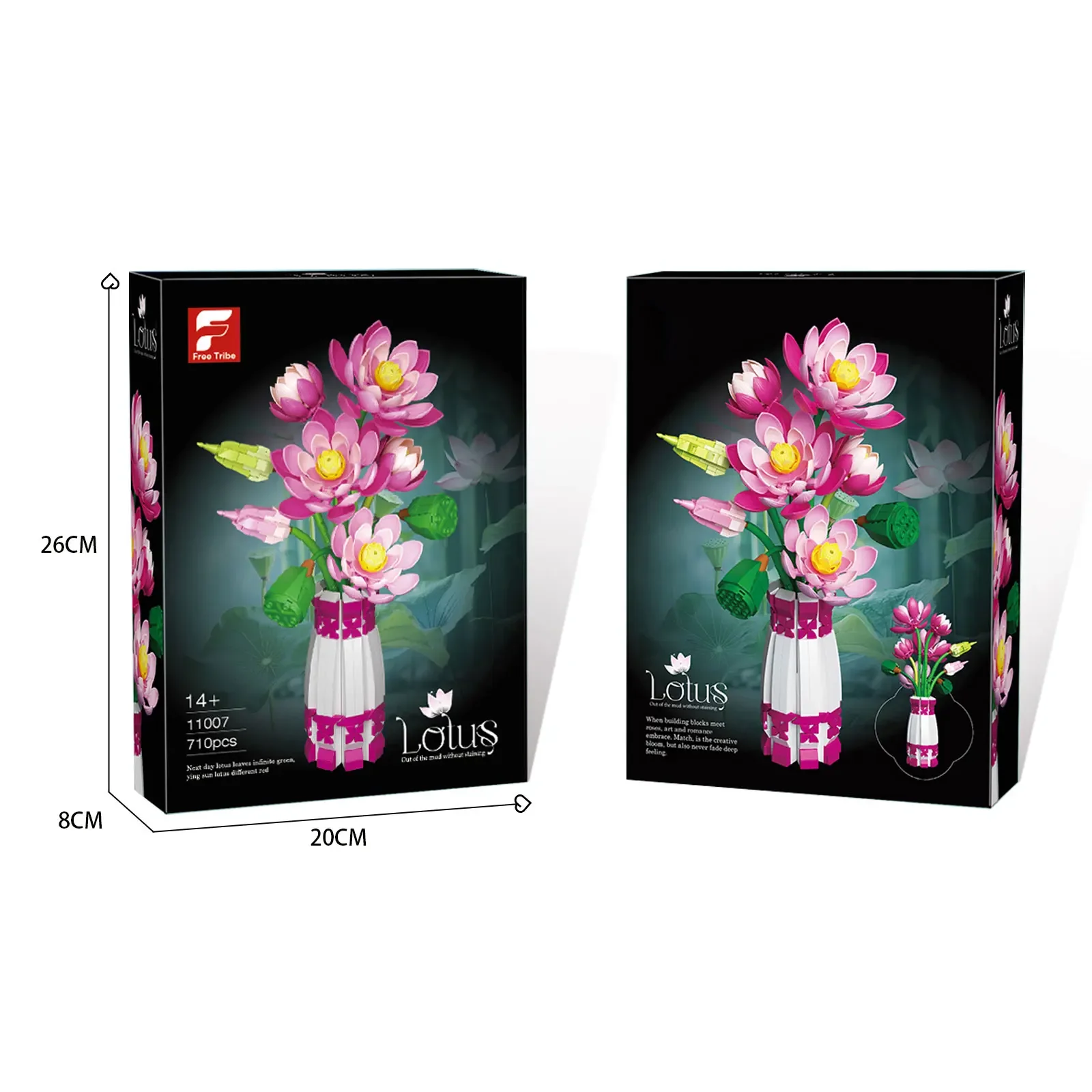 

11007 710pcs Creative Bouquet Model Bricks Lotus Flower Simulation Bouquet Model Kit Small Particle Building Blocks MOC DIY Toys