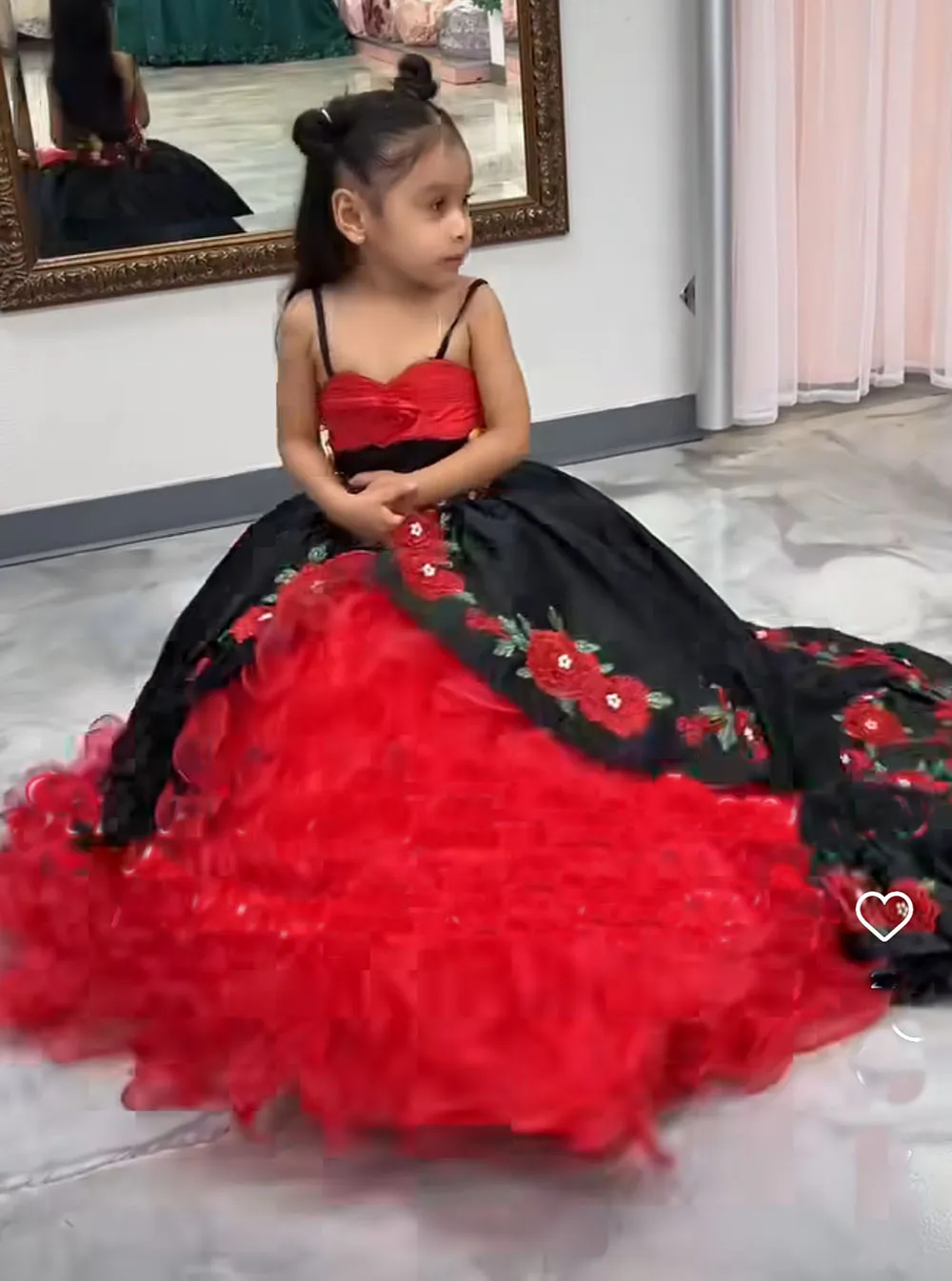 Charro Mini Quinceanera Dresses 2024 Emboridery Lace Customized Flowers Girl Dresses Kids Pageant Prom Dress Birthday Party Gown