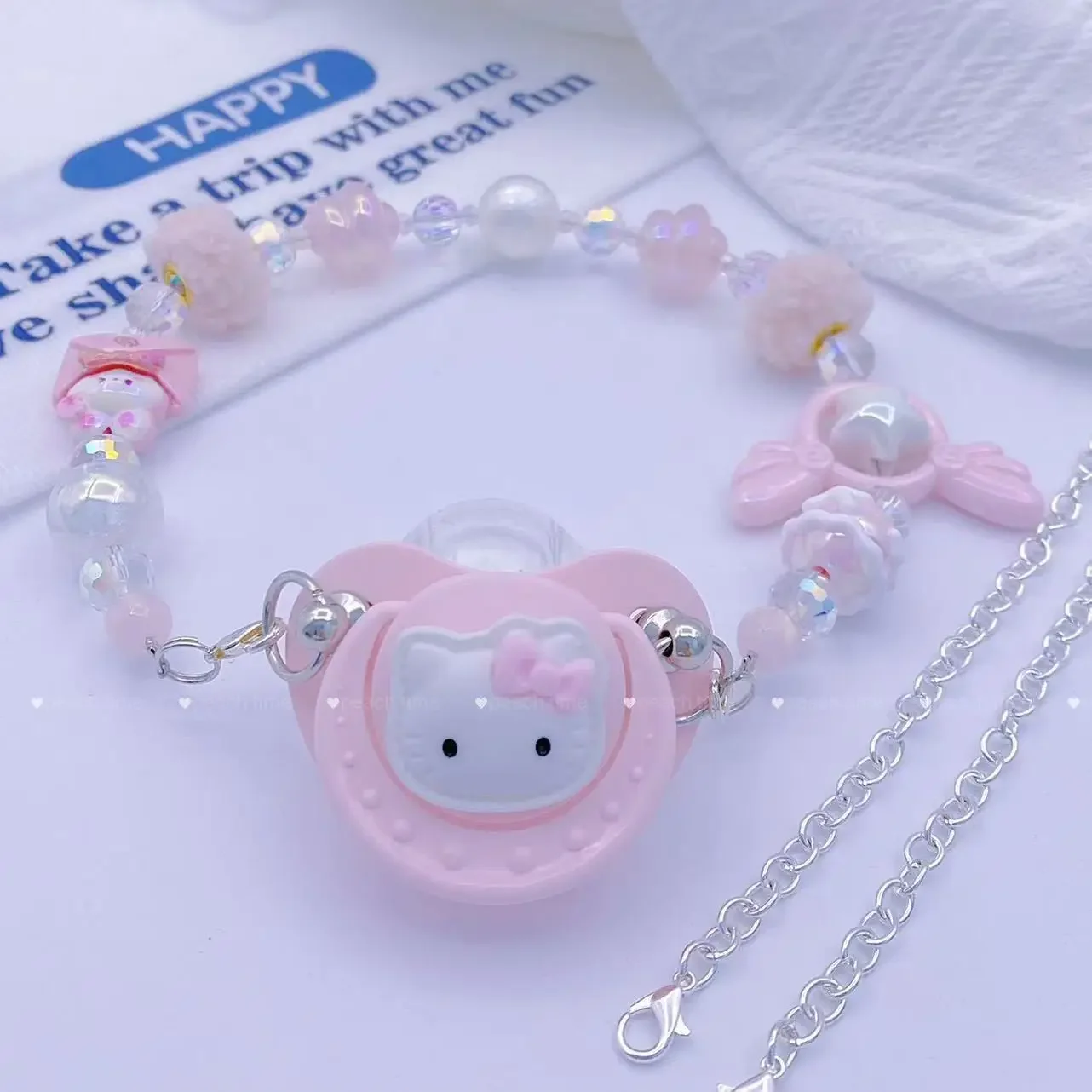 Sanrio Anime Hello Kitty Pacifier Gag Collar Couple Toy Kawaii Soft Silicone Gag Ball Couple Sexy Toy Cute Girly Heart