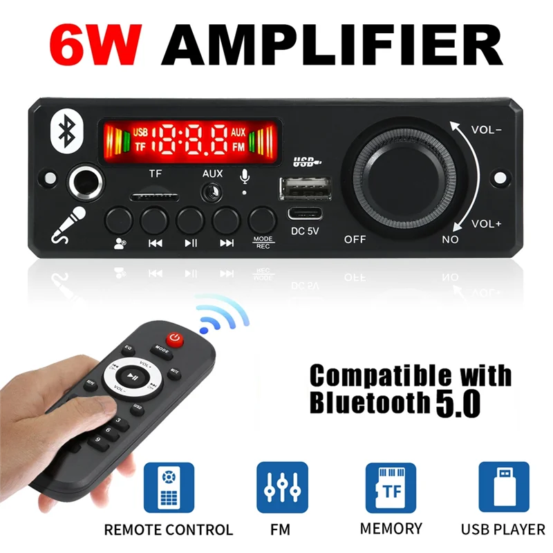 M13K-Bluetooth MP3 WAV Decoder Board Amplifier Handsfree Mikrofon Audio Mobil USB TF Radio Mp3 Player Speaker