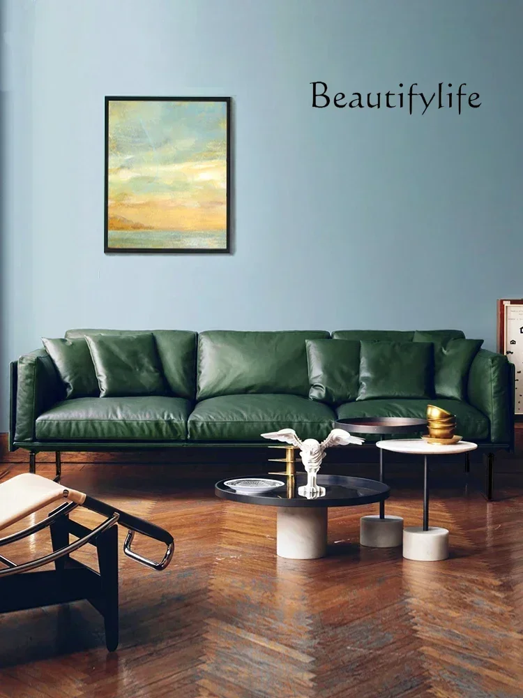 N49 AA Small Apartment Leather Sofa Latex Multi-Person Italian Minimalist Sofa Beautiful furniture 