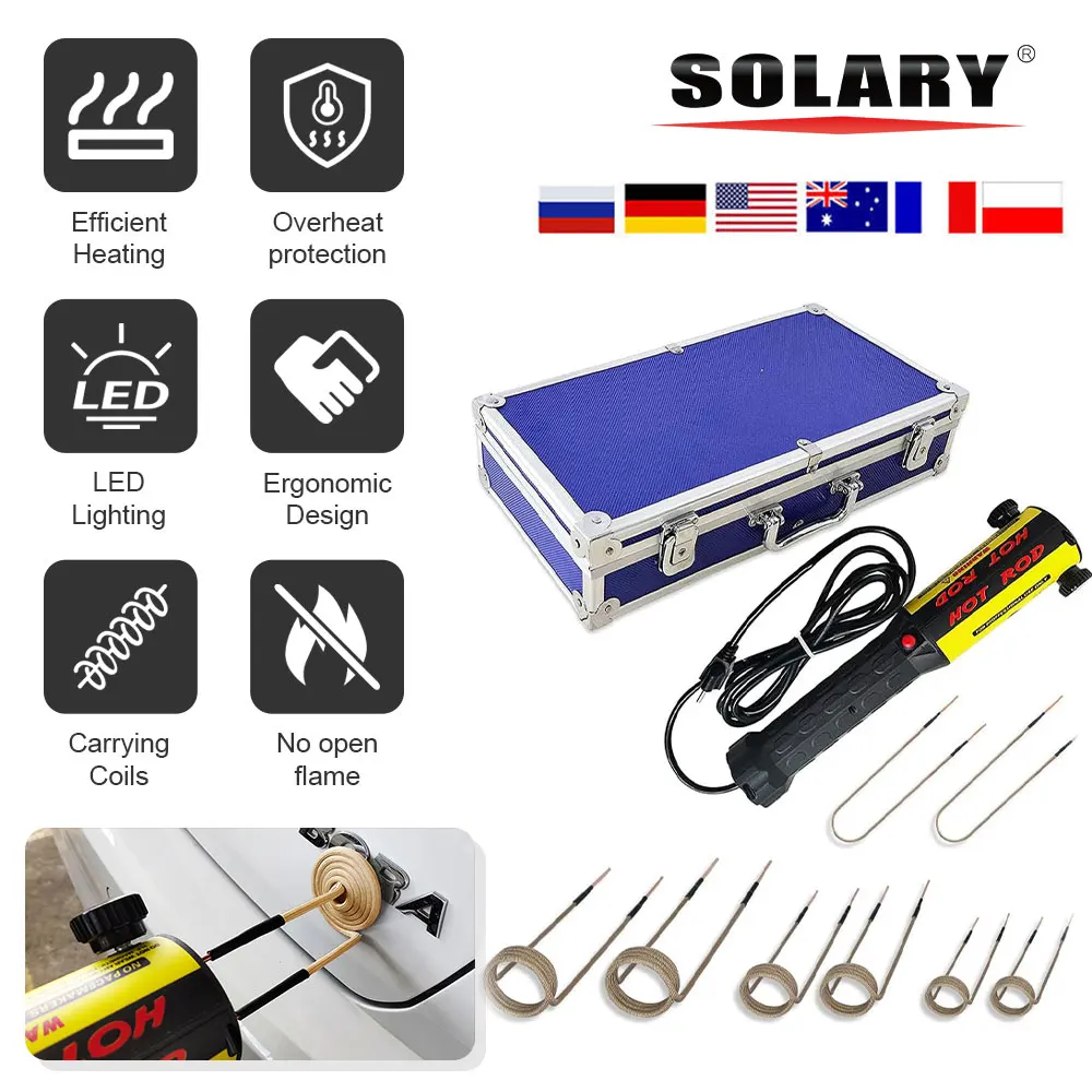 

Solary Heat Induction Tool Automotive 110V 220V Auto 1000W Heat with 8 Coils 1KW Car Repair power Tool