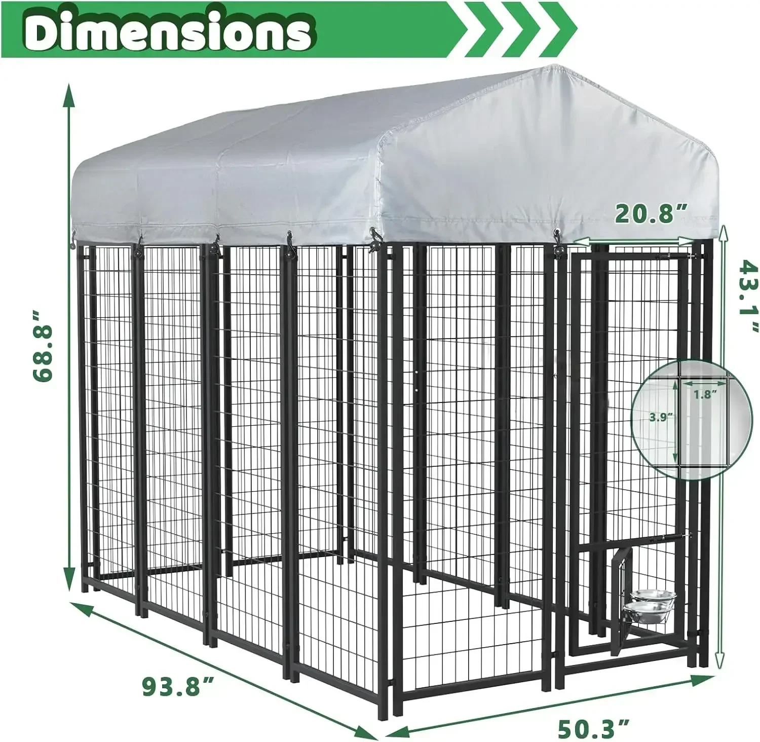 8x4x6 FT Outdoor Dog Kennel for Large Dogs, Heavy Duty Welded Wire Steel Dog Playpen Fence with Secure Lock, Pet Pen with UV-Res