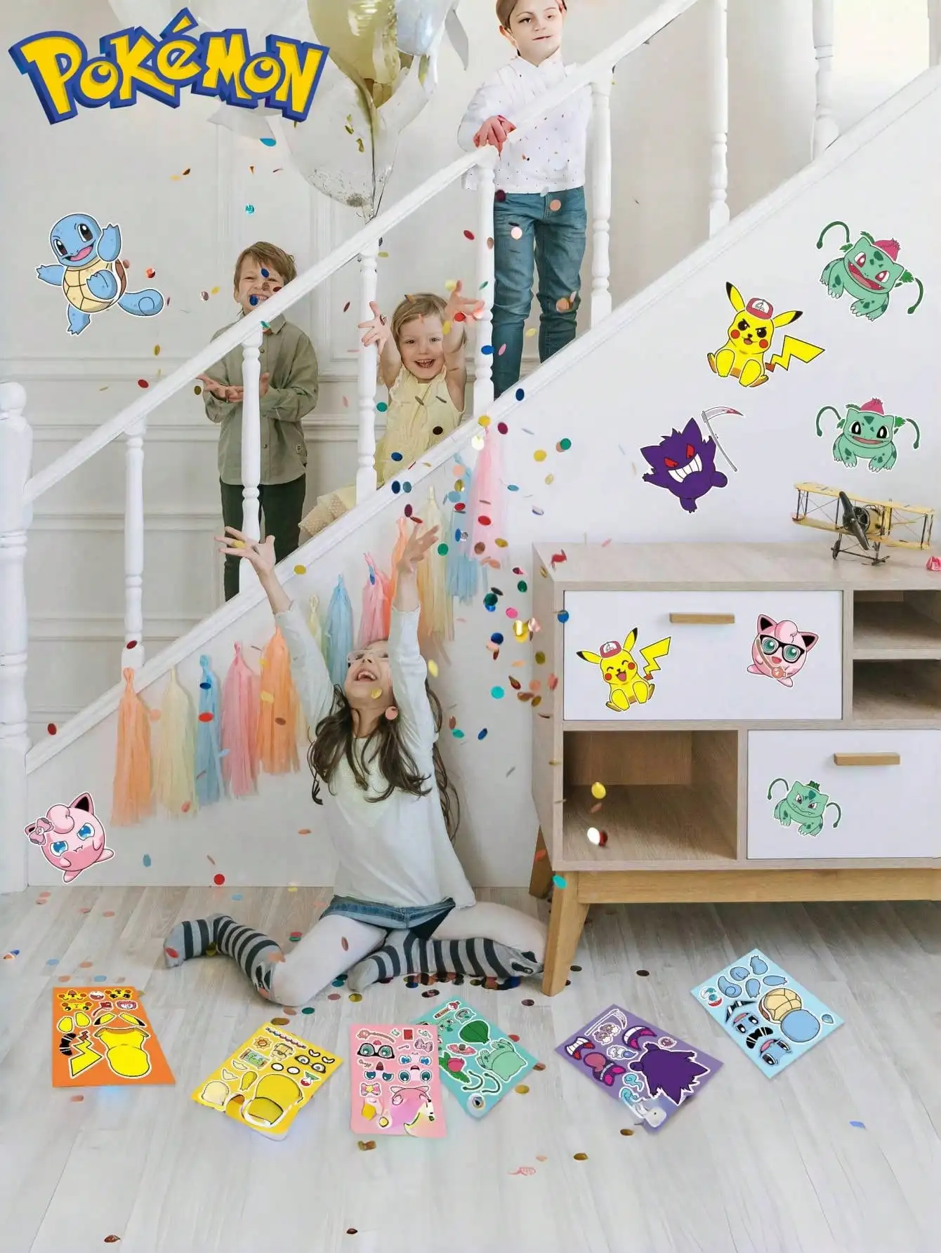 8/16 قطعة MINISO بوكيمون بيكاتشو أنيمي الكرتون الوالدين والطفل لغز تفاعلي ، دفتر DIY ، ملصقات ، أفضل هدية العيد ل