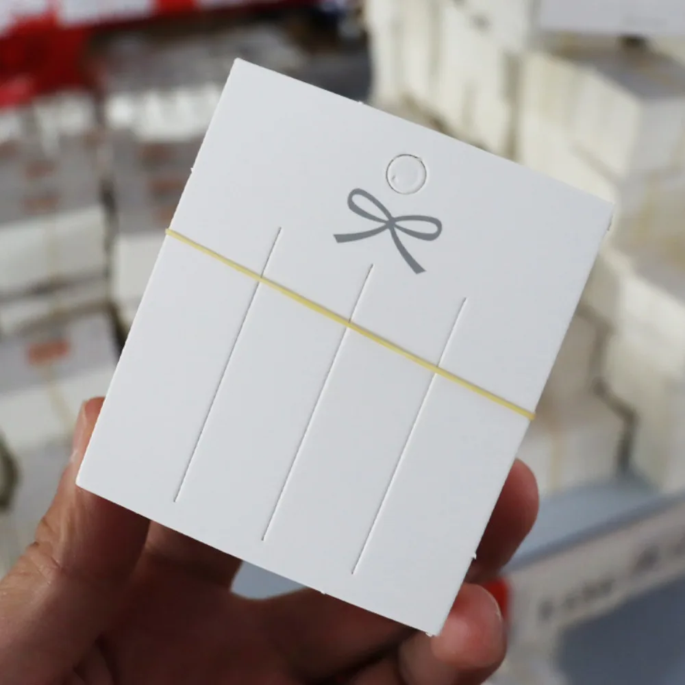 

100pcs/set Paper Hairpin Display Card White Blank Design Bow Display Card Cute Printed Jewelry Display Card