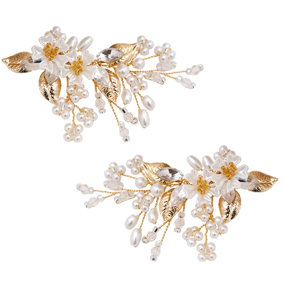 

Pearl Floral Shoe Buckles Decorative Bride Wedding Accessories Shiny Rhinestone Pearl Detachable Artificial Easy Use Shoe