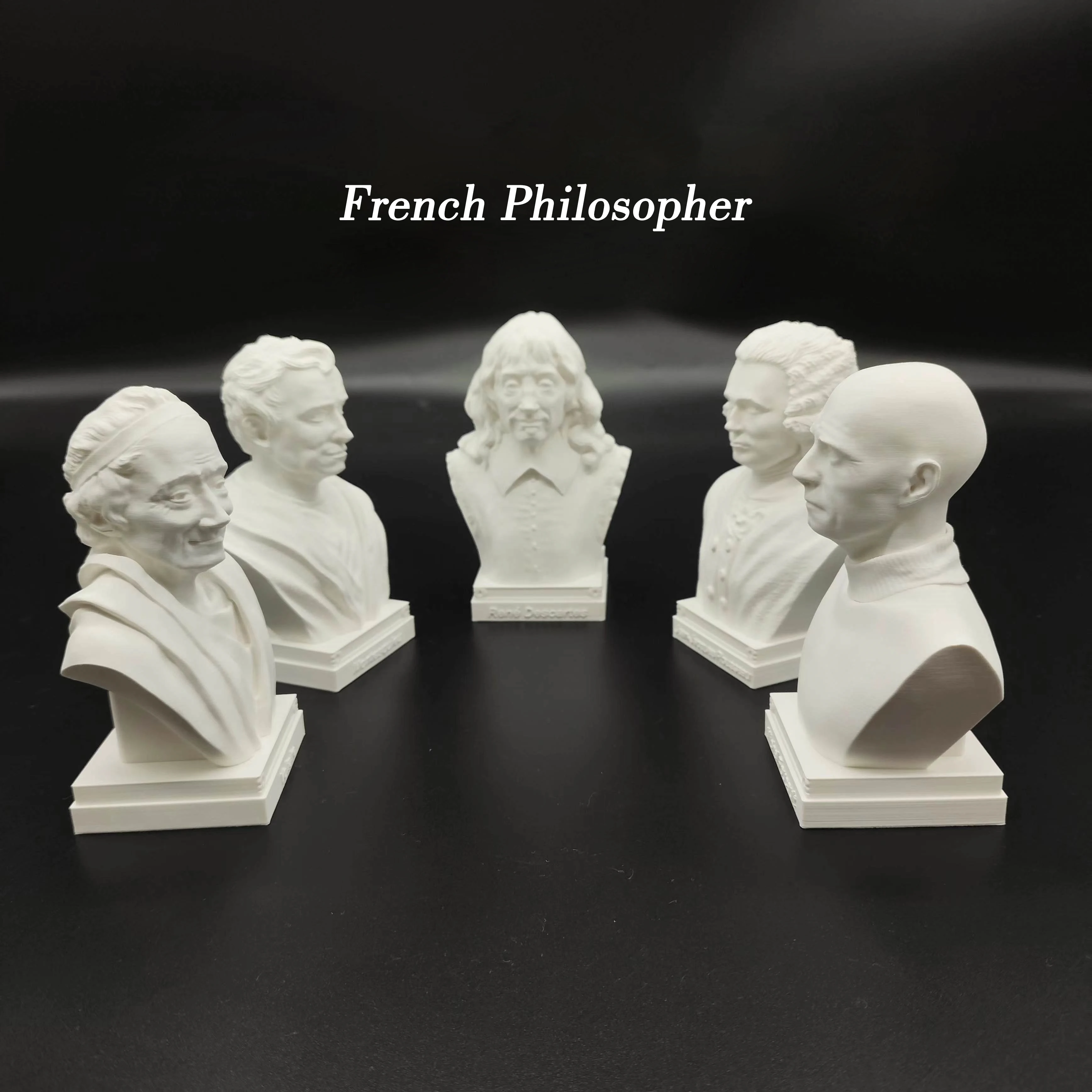 French writer philosopher ornaments Descartes, Montesquieu, Foucault, gatherei e Rousseau statue di imitazione in gesso souvenir