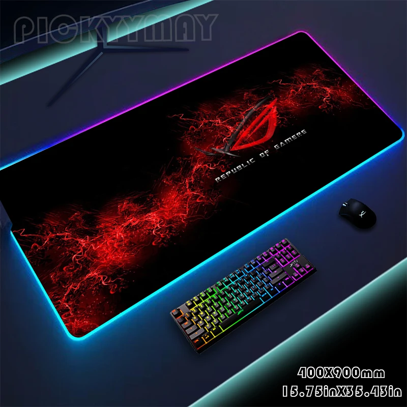 

Большой коврик для мыши ASUS RGB, игровой коврик для мыши со светодиодной подсветкой, игровые настольные коврики, резиновый Настольный коврик с подсветкой