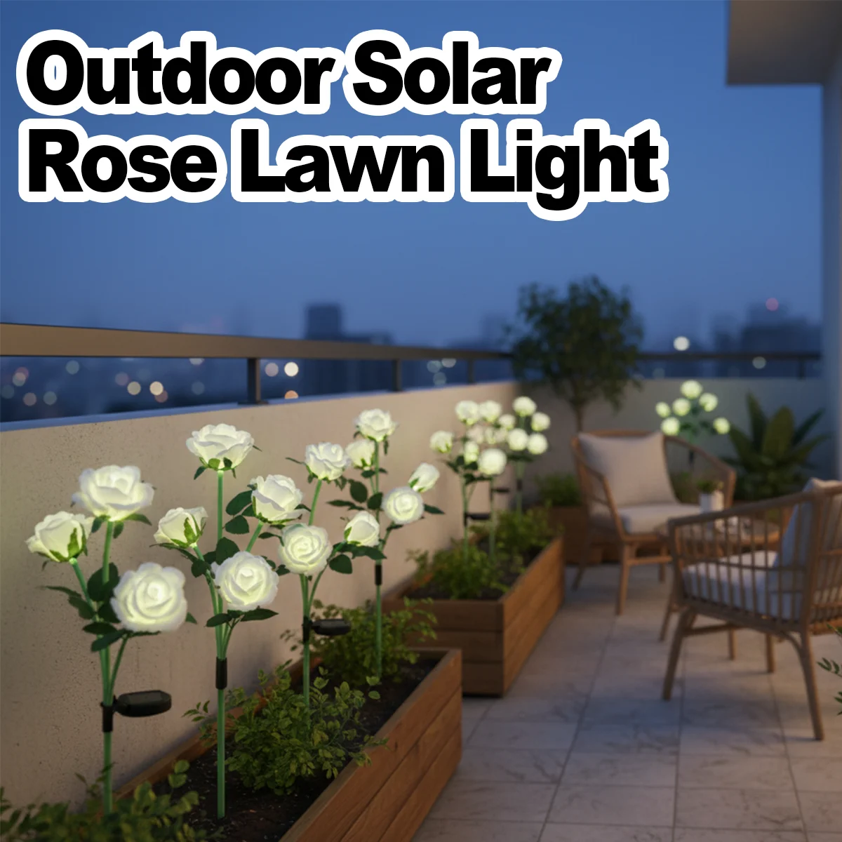 5 Heads Solar Light Fence Lights Led Solar Powered Flower Lawn Solar Power Landscape Yard Outdoor Flood Garden Yellow For Garden
