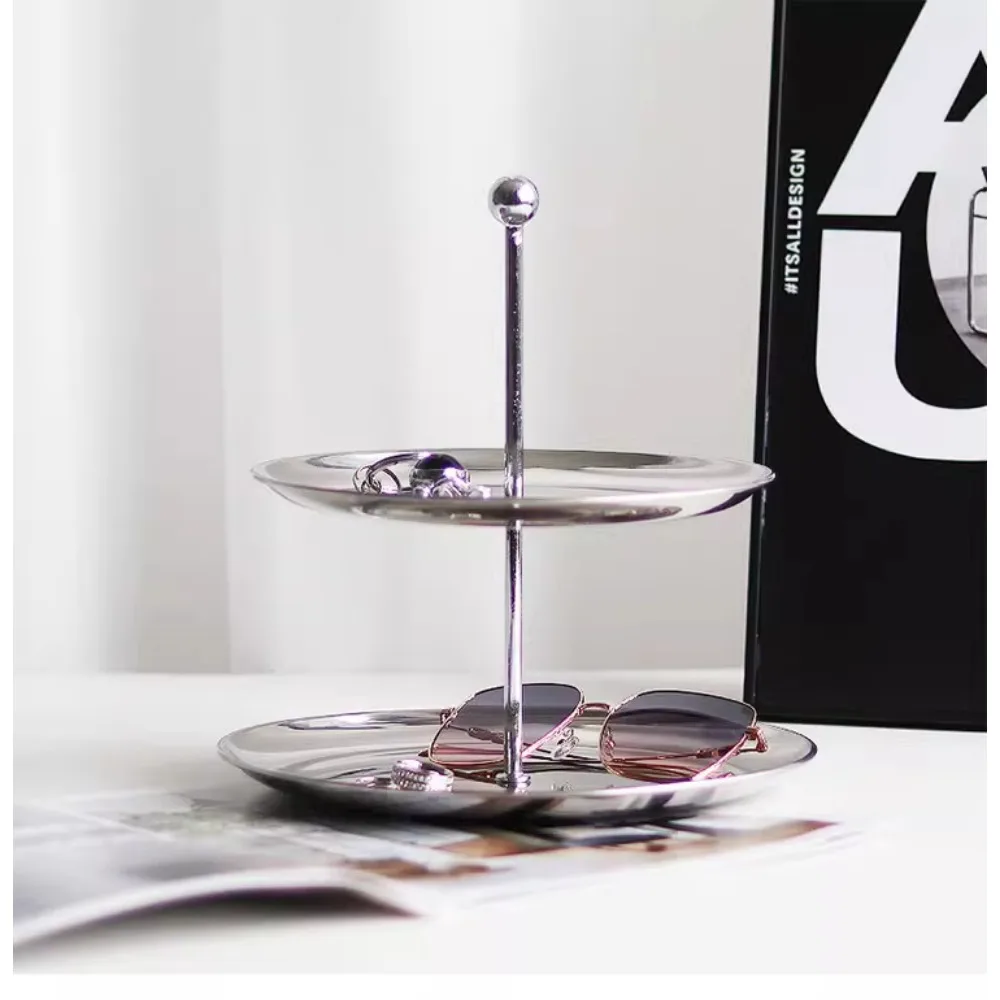 Nordisches Mehrstöckiges Edelstahl-Regal Snack- und Obstteller Desktop-Schlüsselaufbewahrungstablett Restaurant-Tablett Wohnzimmer-Präsentationsregal Deko – Detail 10