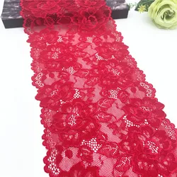 3y/lot Width 17.60cm Red Burgundy Elastic Stretch Lace Trim Skirt Hem Underwear Sewing Acces Craft DIY Apparel Fabrics Wedding