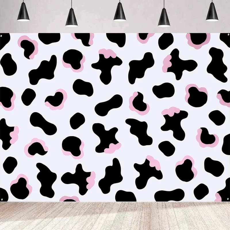 Photography Backdrop Pink Cow Farm Photo Decoration Background Wall For Girl Birthday Party Shower Banner Poster