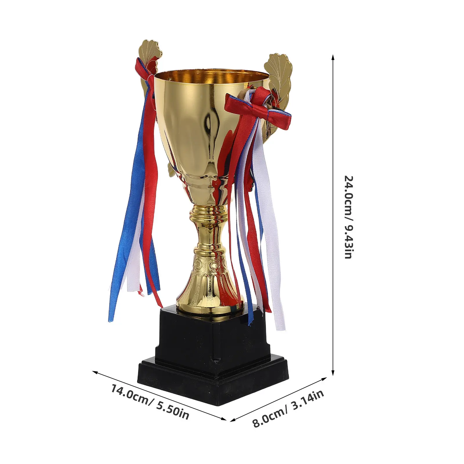 Metal Trophy Cup Ribbon 9'' Gold Sports Competition Trophy School Tournament Teamwork Award Championship Prize Souvenir