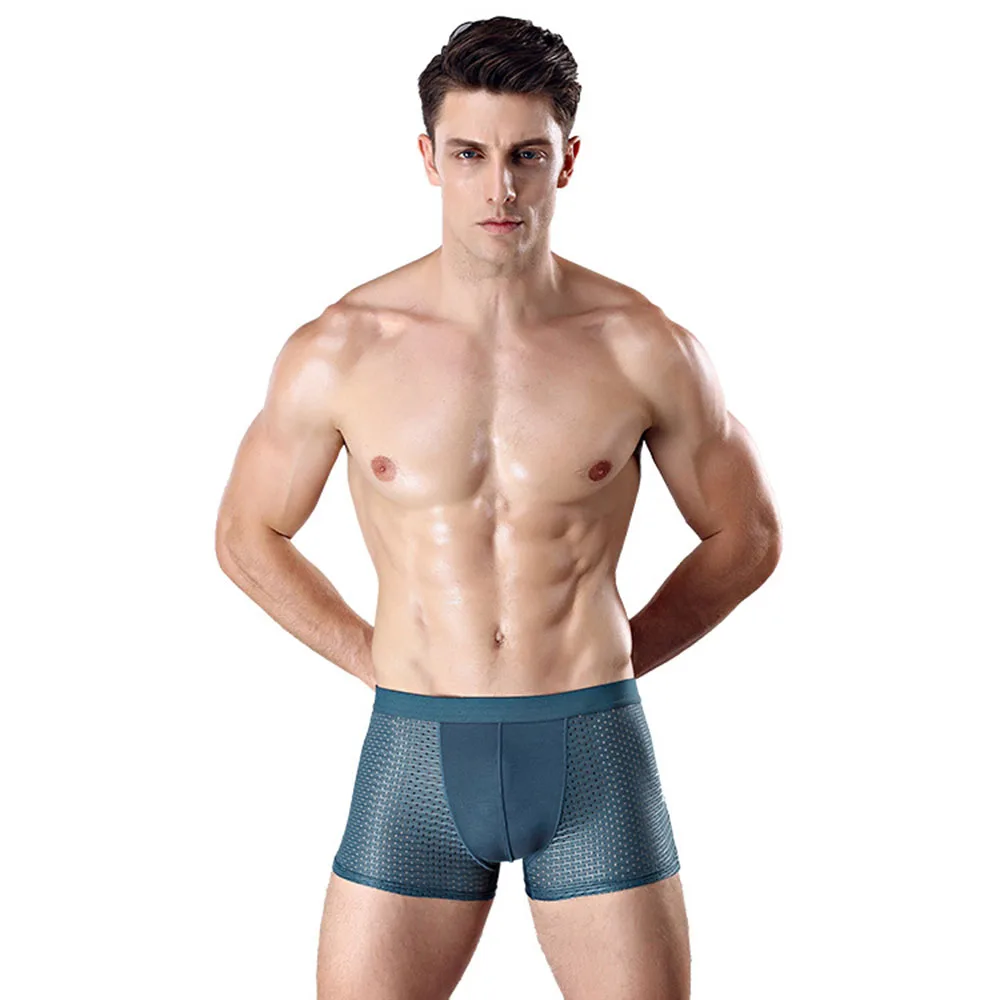 4 Pieces/Set Of Sports Ice Silk Lightweight Breathable Boxer Men\'s New Underwear Men\'s Flat Agle pants Seamless Large Size Under