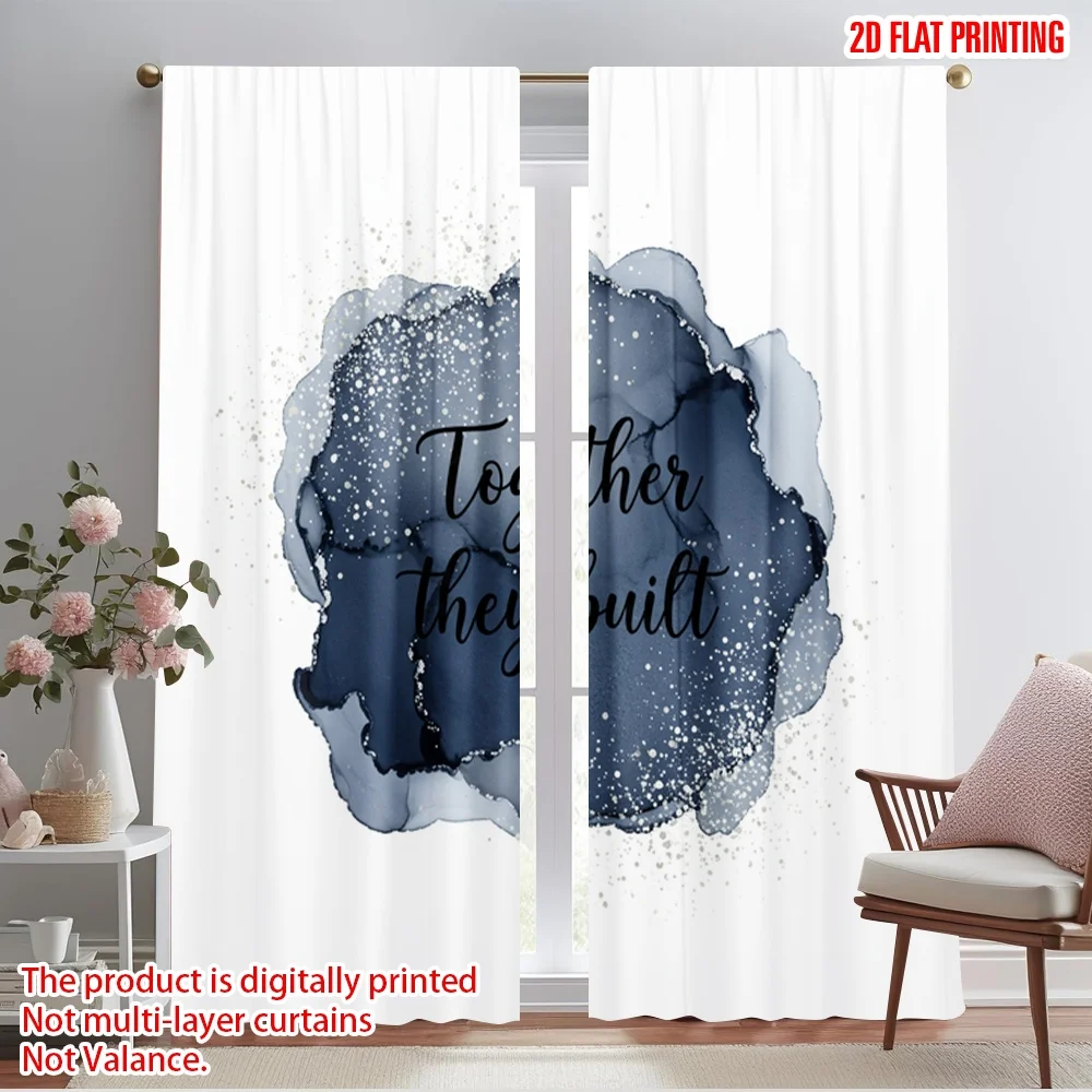 

2pcs 2D flat printing Scene Curtains Together They Built Life Polyester Without Electricity Festive Holiday for Holiday Decor