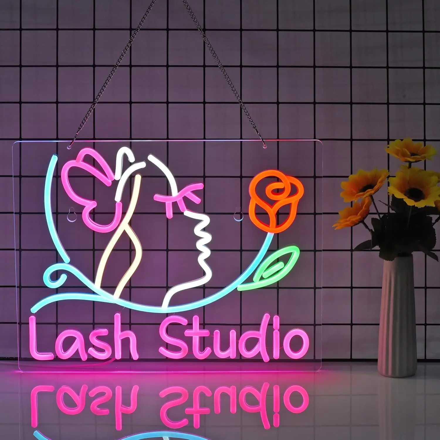 Lash Studio LED Neon Light USB Powered, With Dimmer, Adjustable Brightness, Perfect for Beauty Salons, Makeup Rooms, Salon Decor