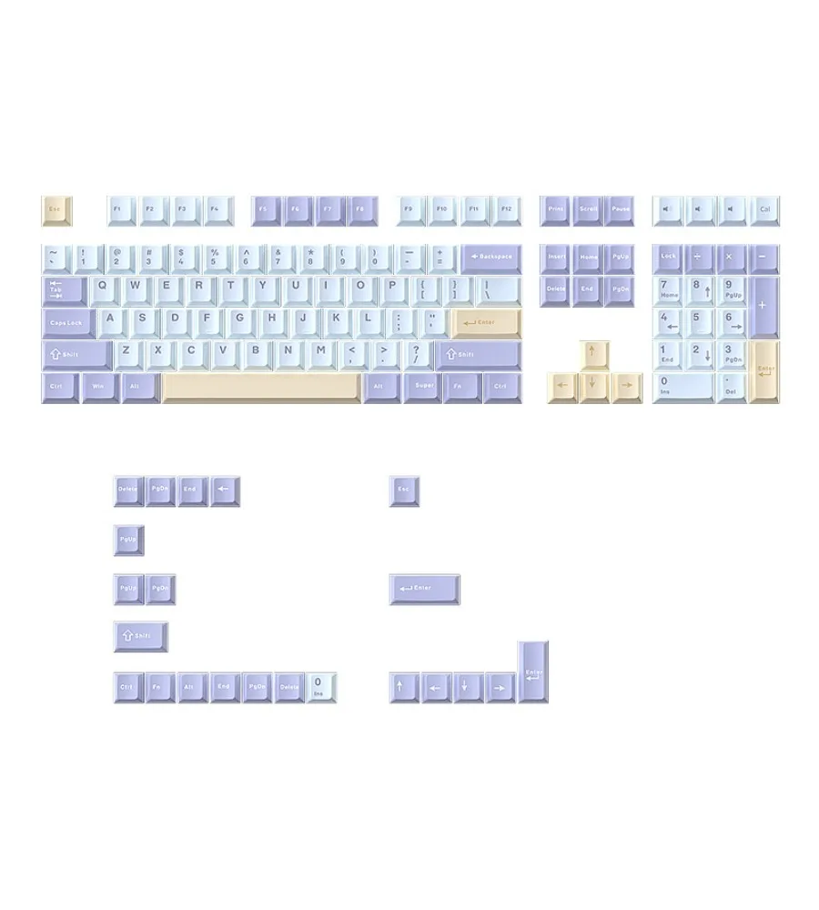 Keycap Personalized keycap Sanpin PBT small full set of customized two-color light blue and yellow mechanical keyboard