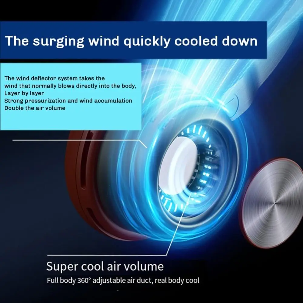 Wearable Cooling Portable USB Fan Leafless Hanging Neck Fan USB Rechargeable Bladeless Air Cooler Necklace