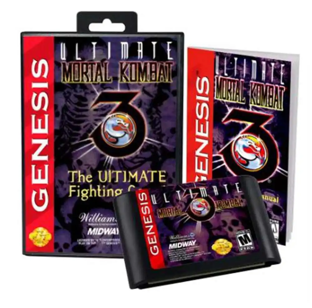 Ultimate Mortal Kombat 3 with Box and Manual for 16 Bit Sega MD Game Cartridge Megadrive Genesis System