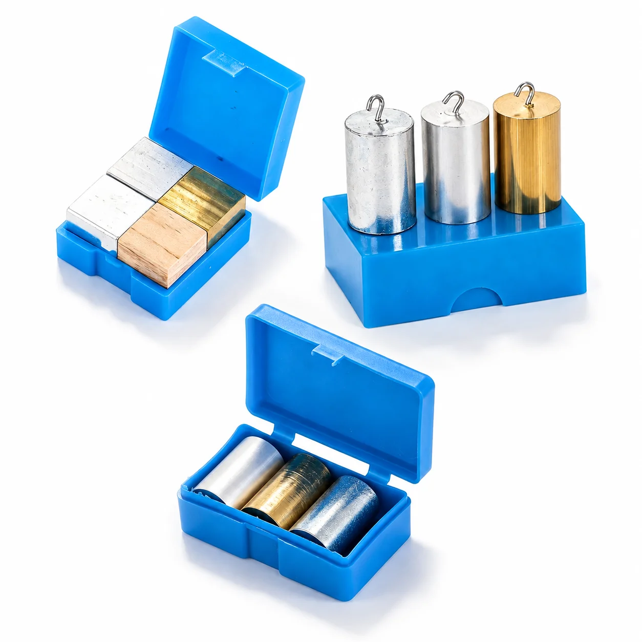 Metal Copper Iron Aluminum Figurines Cube Cylinder Set Physics Density Experiment Teaching Science Lover Collection with Case
