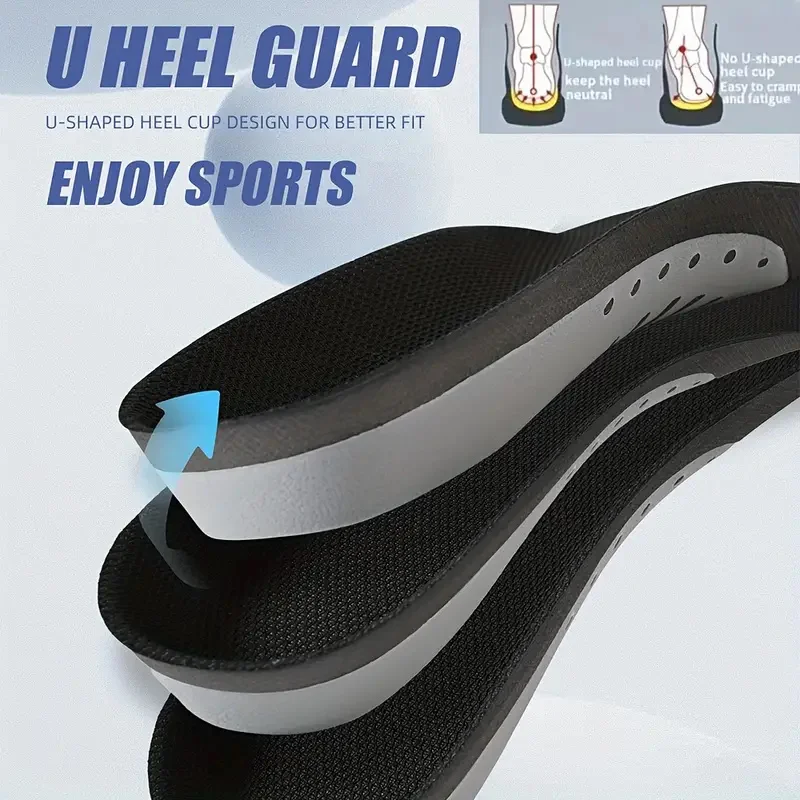 1 Pair Unisex Black EVA Sports Shock-absorbing Insoles, Suitable For Basketball Playing, Long-lasting Standing