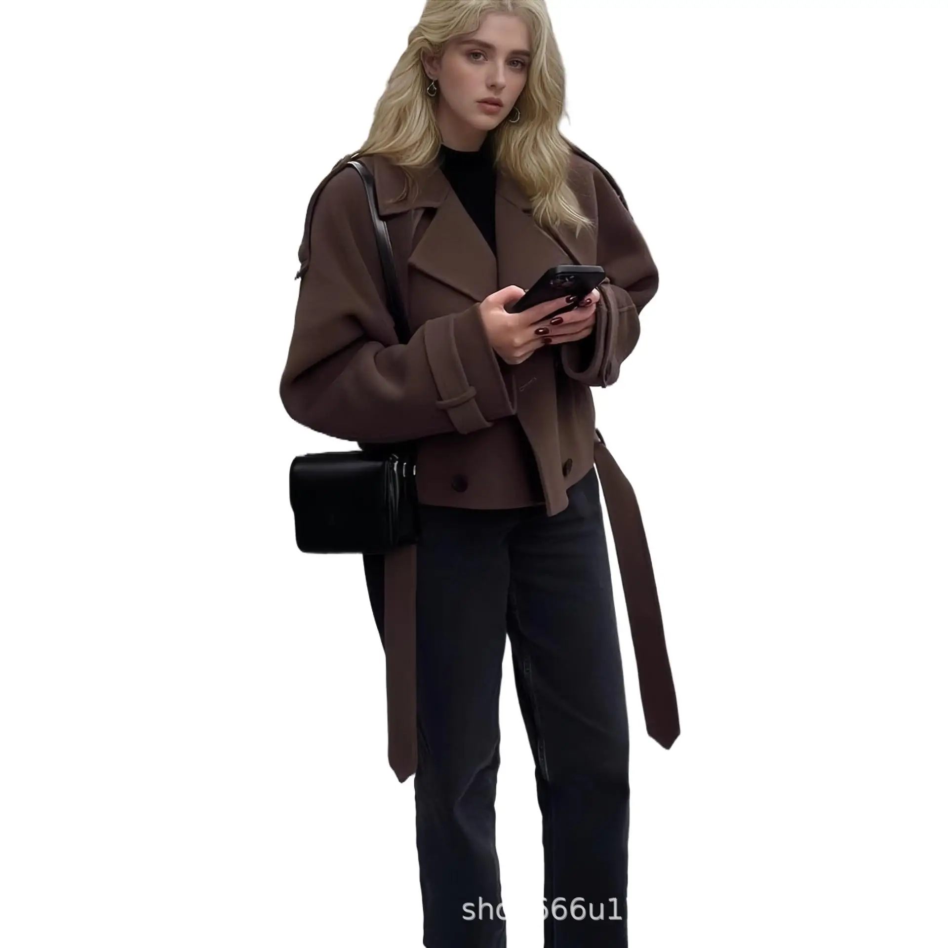 

2025 новое модное облегающее меховое короткое пальто на пуговицах, женское зимнее повседневное свободное однотонное пальто с лацканами на шнуровке для женщин