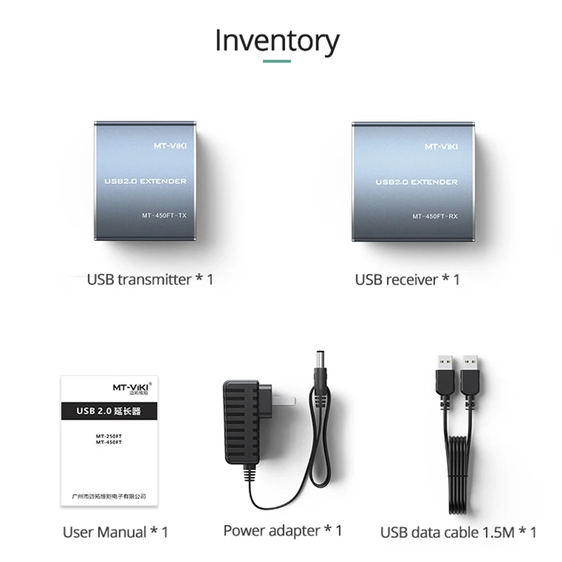 MT-VIKI USB Extender 100M USB2.0 To RJ45 amplifier USB Extender Over UTP Cat5E/Cat6 Cable MT-450FT