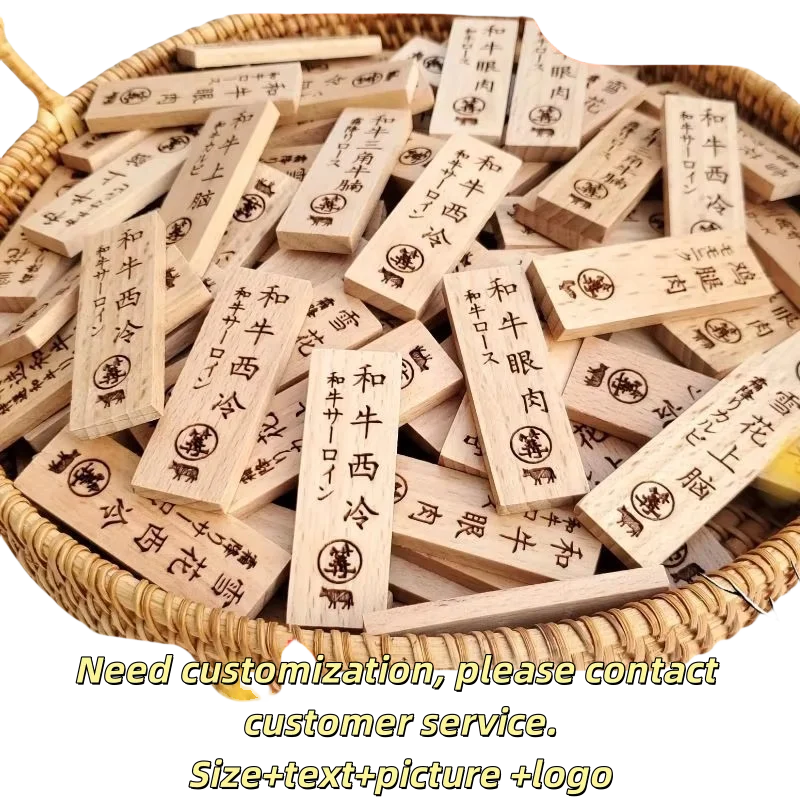 

customize Japanese Barbecue Sashimi Swing Plate Label Creative Solid Wood Small Wooden Board Lettering Hanging Waterproof deco