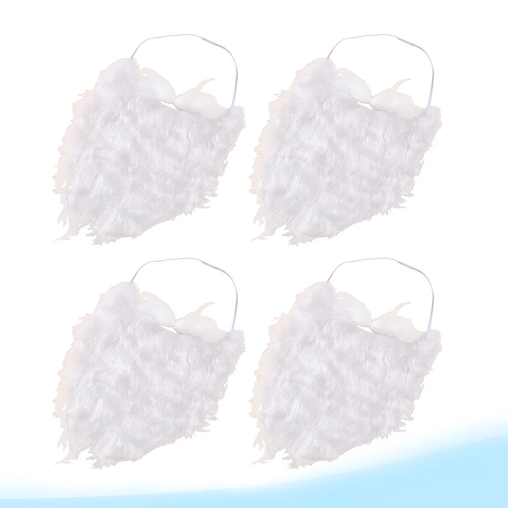 4개 세트 화이트 산타 수염 재미있는 어린이 크리스마스 코스프레 리얼리틱 페이셜 헤어 프로모션 장식
