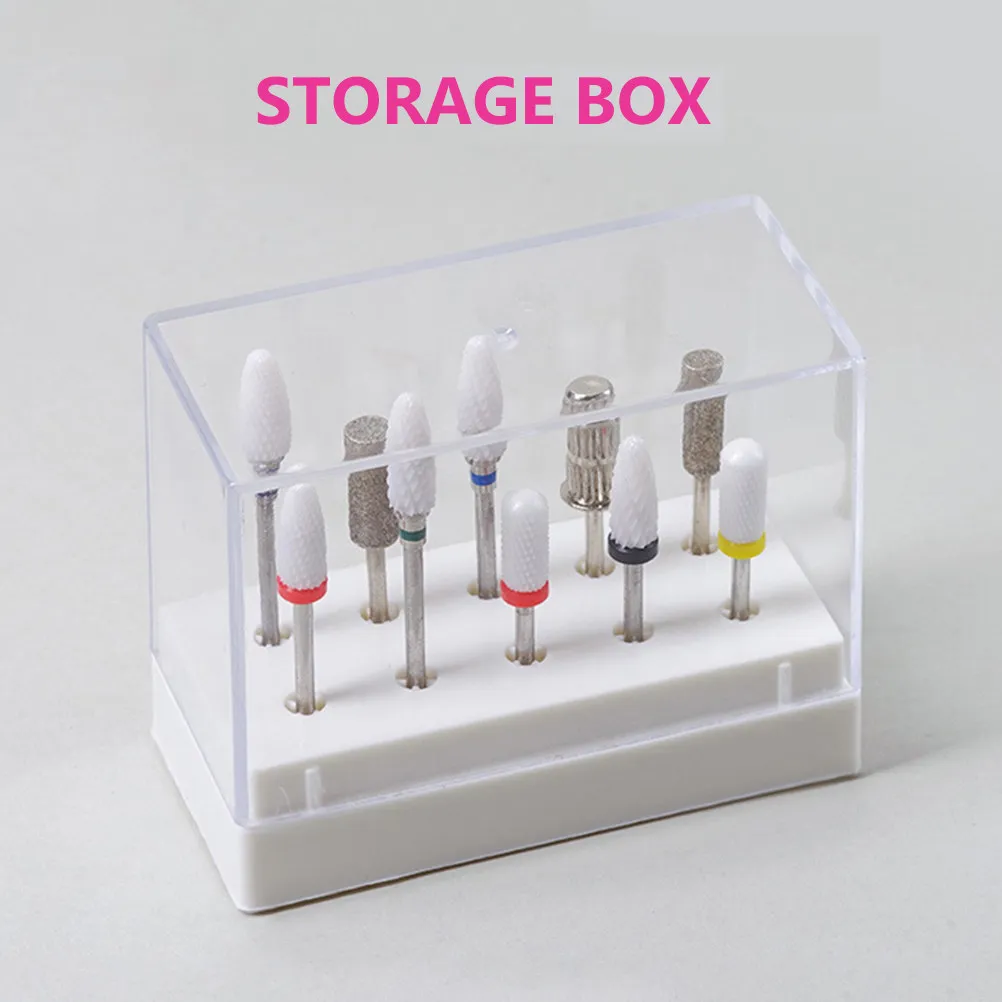 2Pcs Nail Drill Bits Storage Box Plastic Organizer Case Nail Art Polishing Head Holder Manicure Grinding Head Storage Solution